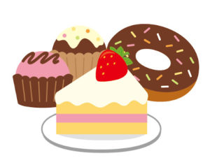 ケーキやドーナツ、甘い洋菓子の画像